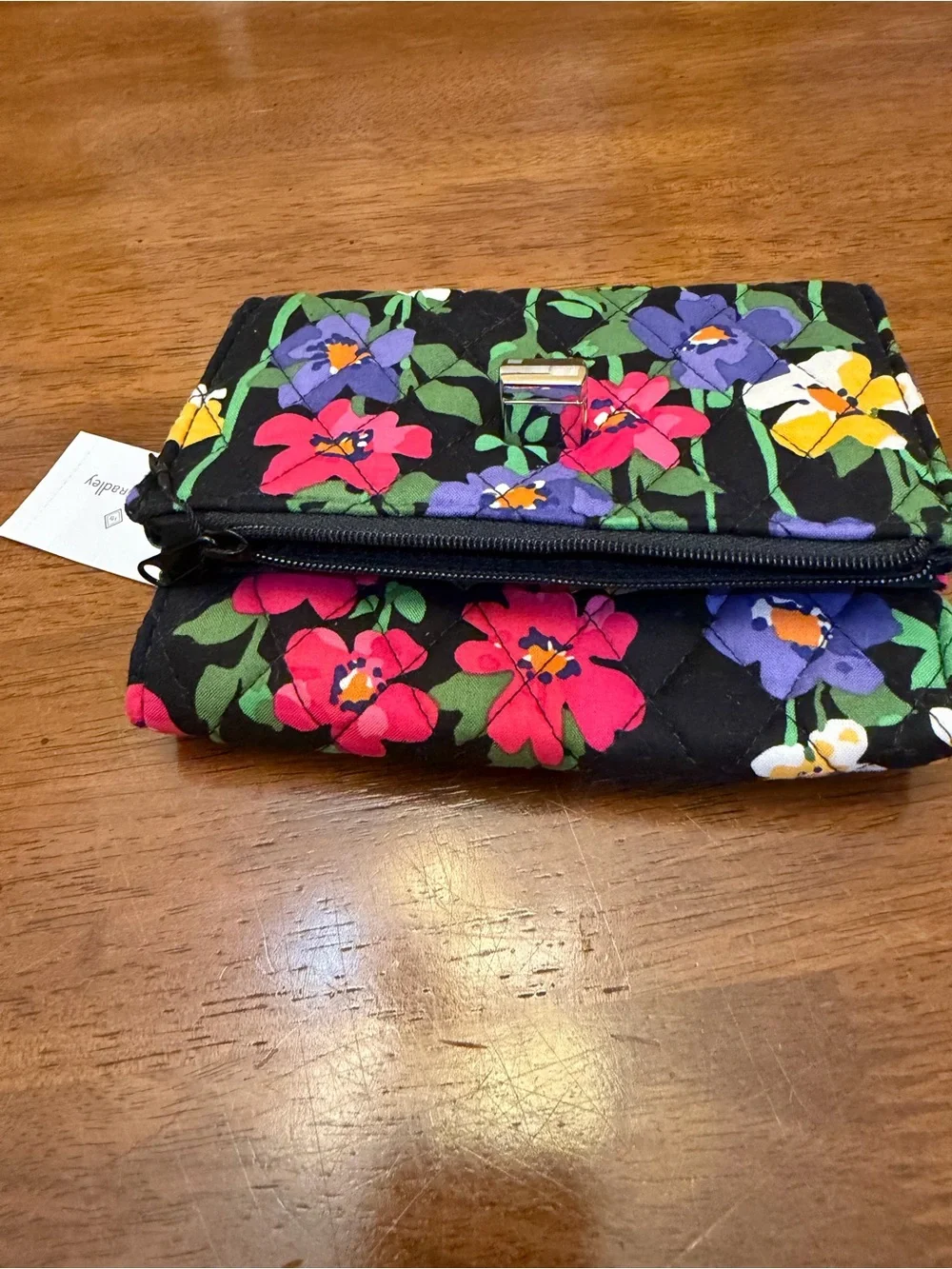 Vera Bradley Floral Quilted Wristlet Wallet - Black Multicolor. New.